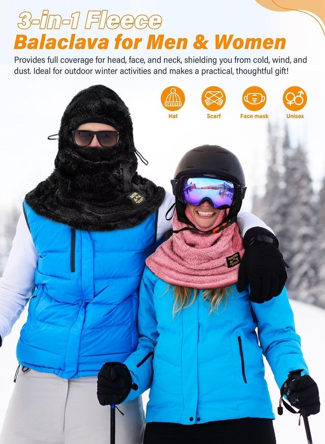 HAITHO Ski Mask Balaclava for Women Men, Winter Full Face Mask Hooded Scarf for Cold Weather, Thermal Fleece Head Cover Neck Warmer for Motorcycle Skiing Snowboarding Black - Image 5